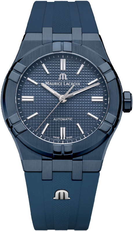  Shop Authentic Maurice Lacroix Automatic PVD Limited Edition Blue Dial Blue Silicon Strap Watch For Men - AI6007-PVC00-430-4 - Luxxuri