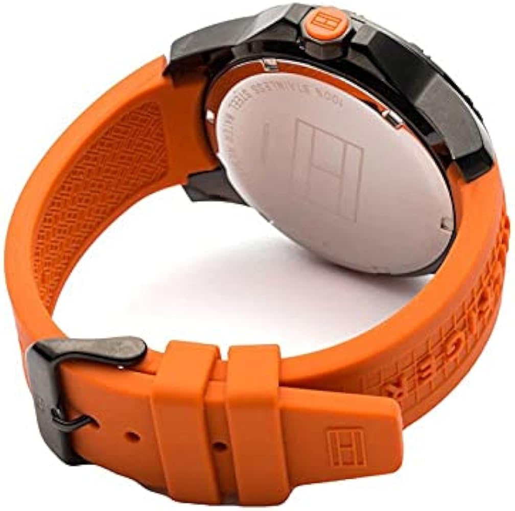  Shop Authentic Tommy Hilfiger Cole Black Dial Orange Rubber Strap Watch for Men - 1790985 - Luxxuri