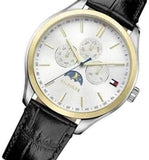  Shop Authentic Tommy Hilfiger Oliver Analog Silver Dial Black Leather Strap Watch for Men - 1791305 - Luxxuri