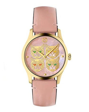  Shop Authentic Gucci G Timeless Quartz Mother of Pearl Dial Pink Leather Strap Watch For Women -  YA1264132 - Luxxuri