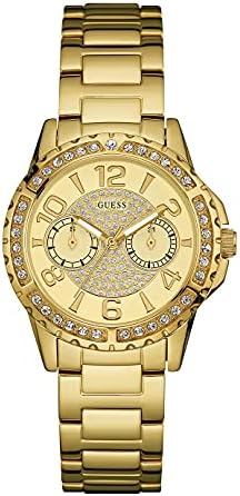  Shop Authentic Guess Sassy Analog Quartz Gold Dial Gold Steel Strap Watch For Women - W0705L2 - Luxxuri