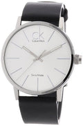  Shop Authentic Calvin Klein Post Minimal Silver Dial Black Leather Strap Watch for Men - K7621192 - Luxxuri