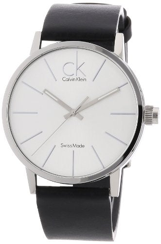  Shop Authentic Calvin Klein Post Minimal Silver Dial Black Leather Strap Watch for Men - K7621192 - Luxxuri