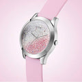 Guess Crush Crystals Silver Dial Pink Rubber Strap Watch for Women - W1223L1