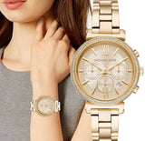  Shop Authentic Michael Kors Sofie Chronograph Quartz Gold Dial Gold Steel Strap Watch For Women - MK6559 - Luxxuri