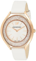  Shop Authentic Swarovski Crystalline Aura Silver Dial White Leather Strap Watch for Women - 5519453 - Luxxuri