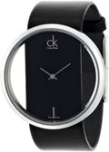 Shop Authentic Calvin Klein Glam Transparent Dial Black Leather Strap Watch for Women - K9423107 - Luxxuri