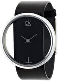  Shop Authentic Calvin Klein Glam Transparent Dial Black Leather Strap Watch for Women - K9423107 - Luxxuri