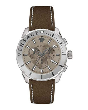  Shop Authentic Versace Casual Chronograph Grey Dial Brown Leather Strap Watch for Men - VERG001-18 - Luxxuri