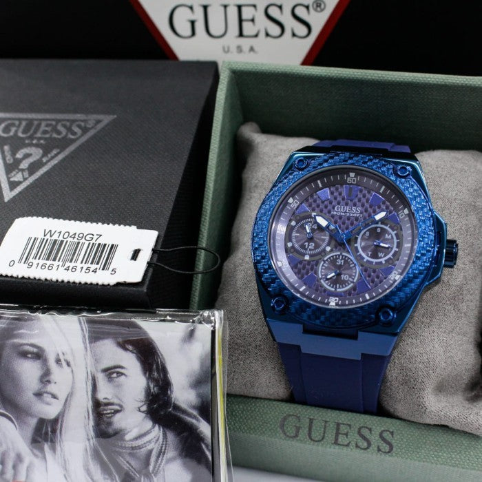  Shop Authentic Guess Legacy Blue Dial Blue Rubber Strap Watch for Men - W1049G7 - Luxxuri