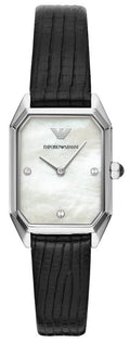  Shop Authentic Emporio Armani Gioia Analog Mother of Pearl Dial Black Leather Strap Watch For Women - AR11148 - Luxxuri