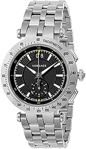  Shop Authentic Versace V-Race Sport Black Dial Silver Steel Strap Watch for Men - VAH010016 - Luxxuri