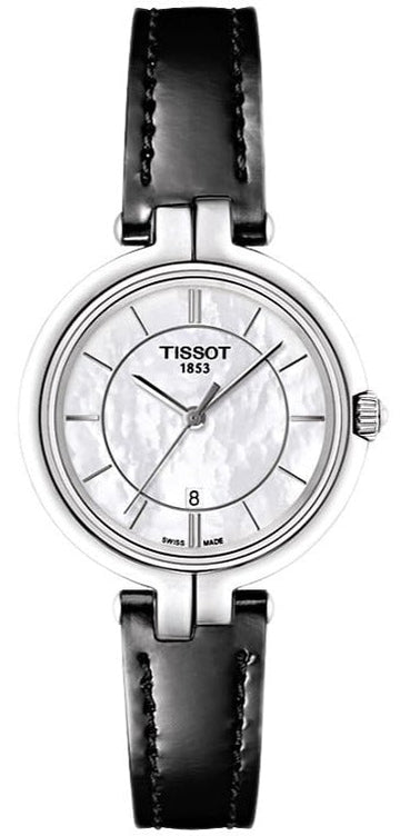  Shop Authentic Tissot T Lady Flamingo Mother of Pearl White Dial Black Leather Strap Watch for Women - T094.210.16.111.00 - Luxxuri