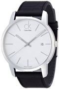  Shop Authentic Calvin Klein City Date Silver Dial Black Leather Strap Watch for Men - K2G2G1C6 - Luxxuri