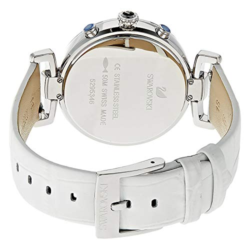  Shop Authentic Swarovski Era Journey Silver Dial White Leather Strap Watch for Women - 5295346 - Luxxuri
