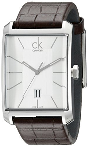  Shop Authentic Calvin Klein Window Silver Dial Brown Leather Strap Watch for Men - K2M21126 - Luxxuri