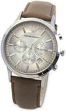  Shop Authentic Emporio Armani Classic Chronograph Silver Dial Brown Leather Strap Watch For Men - AR2471 - Luxxuri