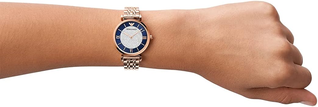  Shop Authentic Emporio Armani Gianni T-Bar Quartz Crystals Black Dial Gold Steel Strap Watch For Women - AR11423 - Luxxuri