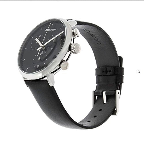  Shop Authentic Calvin Klein High Noon Chronograph Black Dial Black Leather Strap Watch for Men - K8M271C1 - Luxxuri