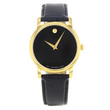  Shop Authentic Movado Museum Black Dial Black Leather Strap Watch For Men - 2100005 - Luxxuri