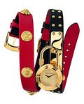  Shop Authentic Versace Medusa Lock Icon Gold Dial Red Leather Strap Watch for Women - VEDW00119 - Luxxuri