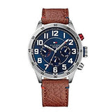  Shop Authentic Tommy Hilfiger Trent Quartz Blue Dial Brown Leather Strap Watch for Men - 1791066 - Luxxuri