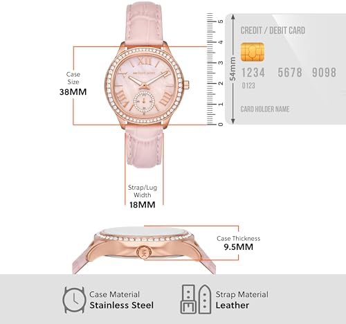  Shop Authentic Michael Kors Sage Three-Hand Mother of Pearl Pink Dial Pink Leather Strap Watch for Women - MK4820 - Luxxuri