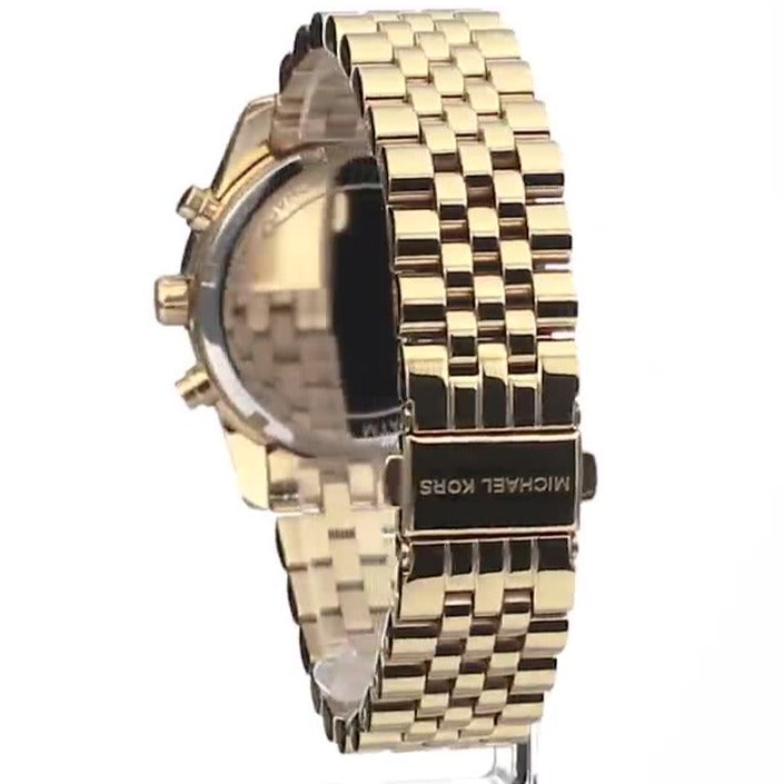  Shop Authentic Michael Kors Lexington Chronograph Blue Dial Gold Steel Strap Watch For Women - MK6206 - Luxxuri