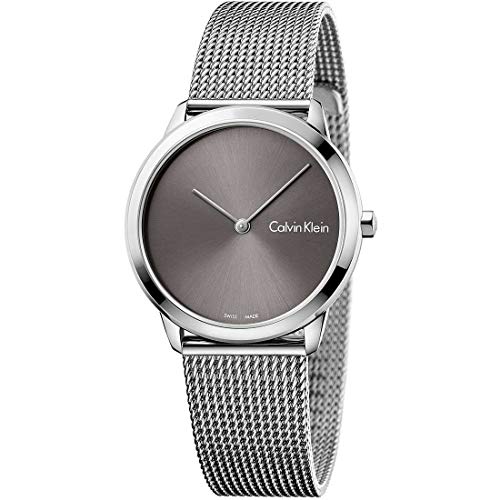  Shop Authentic Calvin Klein Minimal Grey Dial Silver Mesh Bracelet Watch for Women - K3M221Y3 - Luxxuri