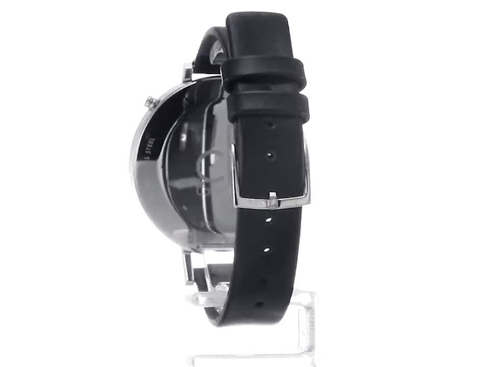  Shop Authentic Calvin Klein Equal Black Dial Black Leather Strap Watch for Women - K3E231C1 - Luxxuri