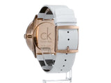  Shop Authentic Calvin Klein Accent Silver Dial White Leather Strap Watch for Women - K2Y216K6 - Luxxuri