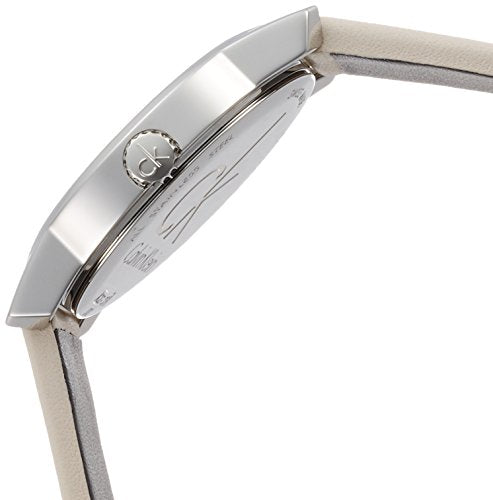  Shop Authentic Calvin Klein City White Dial White Leather Strap Watch for Women - K2G231XH - Luxxuri