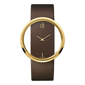  Shop Authentic Calvin Klein Glam Transparent Dial Brown Leather Strap Watch for Women - K9423503 - Luxxuri