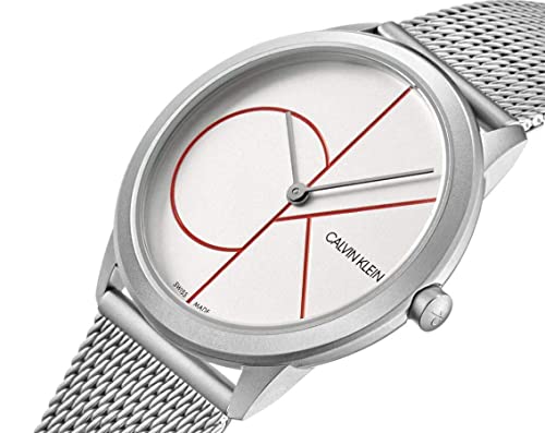  Shop Authentic Calvin Klein Minimal White Dial Silver Mesh Bracelet Watch for Men - K3M51152 - Luxxuri