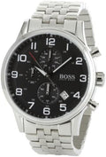  Shop Authentic Hugo Boss Aeroliner Chronograph Quartz Black Dial Silver Steel Strap Watch For Men - HB1512446 - Luxxuri