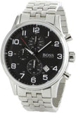  Shop Authentic Hugo Boss Aeroliner Chronograph Quartz Black Dial Silver Steel Strap Watch For Men - HB1512446 - Luxxuri