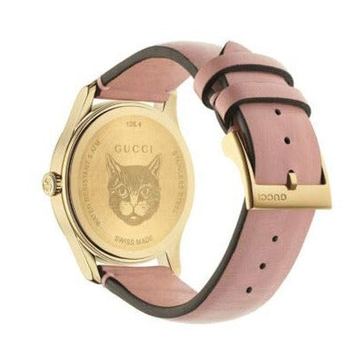  Shop Authentic Gucci G Timeless Quartz Mother of Pearl Dial Pink Leather Strap Watch For Women -  YA1264132 - Luxxuri