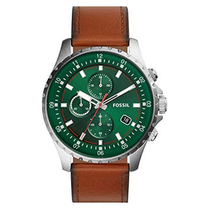  Shop Authentic Fossil Dillinger Luggage Chronograph Green Dial Brown Leather Strap Watch for Men - FS5734 - Luxxuri