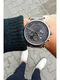  Shop Authentic Tommy Hilfiger Evan Grey Dial Silver Mesh Bracelet Watch for Men - 1710396 - Luxxuri