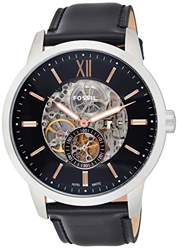  Shop Authentic Fossil Townsman Skeleton Black Dial Black Leather Strap Watch for Men - ME3153 - Luxxuri