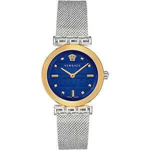 Shop Authentic Versace Meander Blue Dial Silver Mesh Bracelet Watch for Women - VELW00520 - Luxxuri