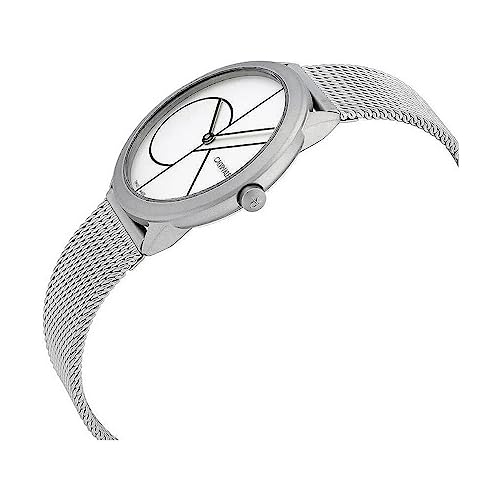  Shop Authentic Calvin Klein Minimal White Dial Silver Mesh Bracelet Watch for Men - K3M5115X - Luxxuri