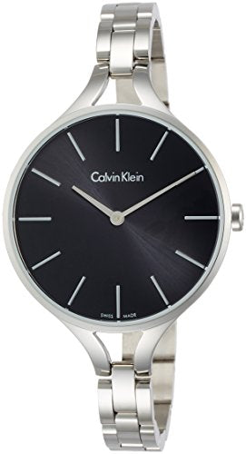  Shop Authentic Calvin Klein Graphic Black Dial Silver Steel Strap Watch for Women - K7E23141 - Luxxuri