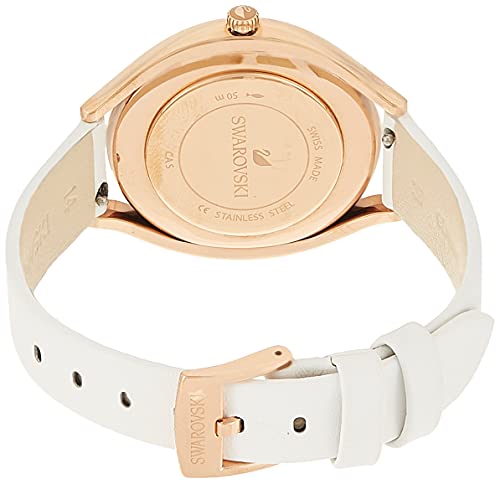  Shop Authentic Swarovski Crystalline Aura Silver Dial White Leather Strap Watch for Women - 5519453 - Luxxuri