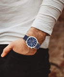  Shop Authentic Emporio Armani Luigi Chronograph Blue Dial Blue Leather Strap Watch For Men - AR11451 - Luxxuri