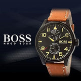  Shop Authentic Hugo Boss Aeroliner Maxx Chronograph Black Dial Brown Leather Strap Watch For Men - 1513082 - Luxxuri