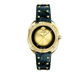 Shop Authentic Versace Shadov Quartz Gold Dial Black Leather Strap Watch for Women - VEBM01118 - Luxxuri