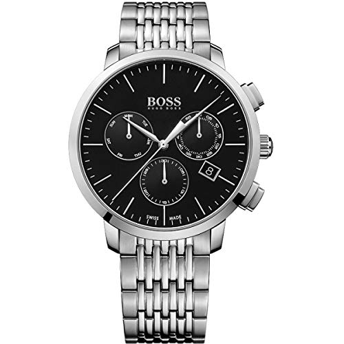  Shop Authentic Hugo Boss Associate Black Dial Silver Steel Strap Watch for Men - 1513267 - Luxxuri