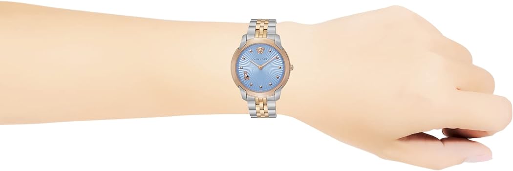  Shop Authentic Versace Audrey Quartz Blue Dial Two Tone Steel Strap Watch for Women - VELR00619 - Luxxuri