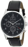  Shop Authentic Hugo Boss Navigator Black Dial Black Leather Strap Watch for Men - 1513678 - Luxxuri